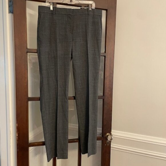 Ann Taylor Gray Trousers with Thin Silver Plaid, Size 12T - Picture 1 of 5